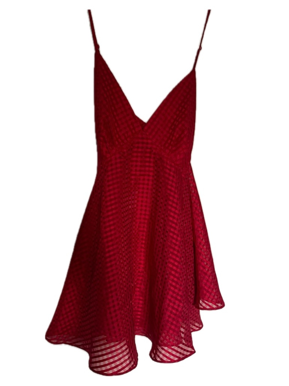 Red Spaghetti-Strap V-Neck A-Line Dress